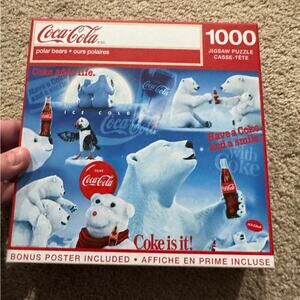 Master Pieces Coca Cola Polar Bears Jigsaw Puzzle 1000 Piece Winter Christmas